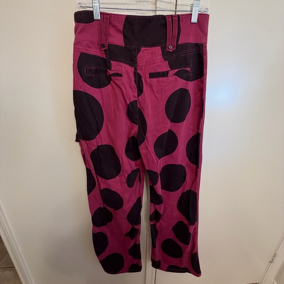 Avec Les Filles Pink and Black Polka Dot Wide-Leg Cargo Pants High Rise Medium - Picture 10 of 12